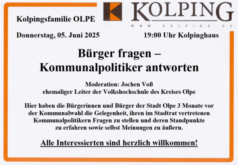 OLPE – Bürger fragen – Kommunalpolitiker antworten 📢