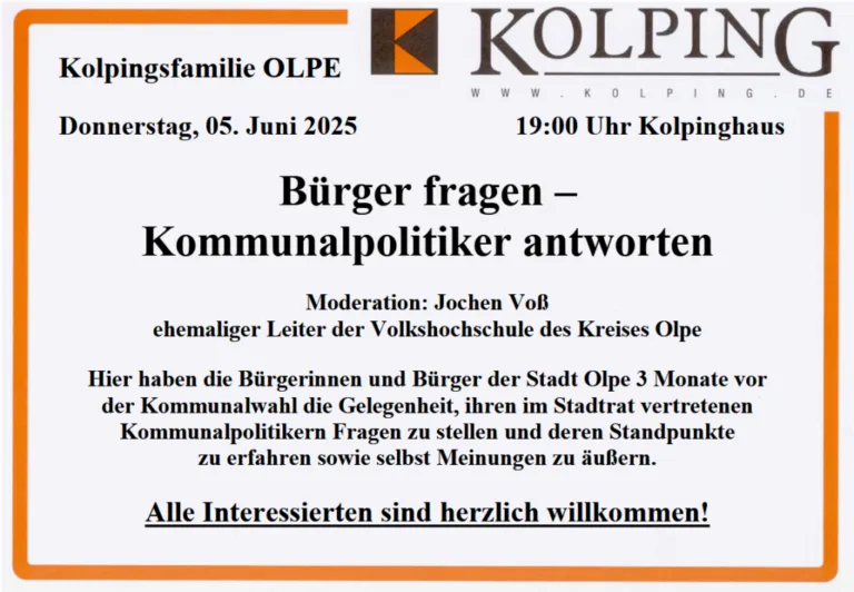 OLPE – Bürger fragen – Kommunalpolitiker antworten 📢