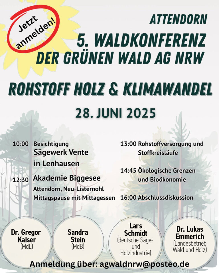5. WALDKONFERENZ – GRÜNE Wald AG NRW – Rohstoff Holz & Klimawandel