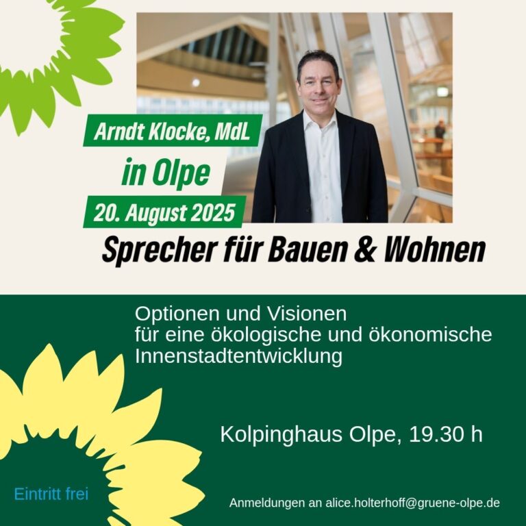 Arndt Klocke MdL Sprecher für Bauen & Wohnen „Optionen und Visionen für eine ökologische und ökonomische Innenstadtentwicklung“